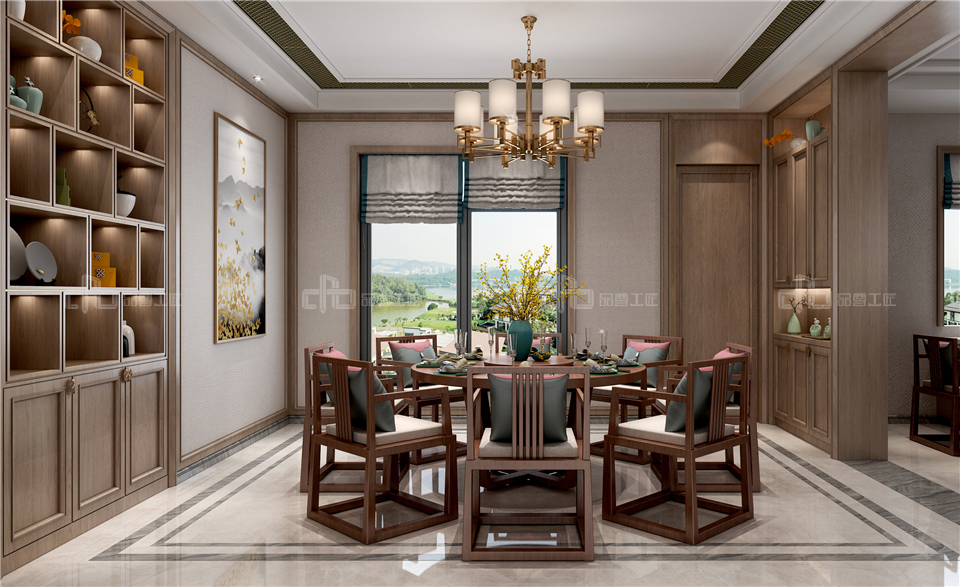 高雅新中式風格效果圖案例,靜享詩意居所(圖2) 整木家裝