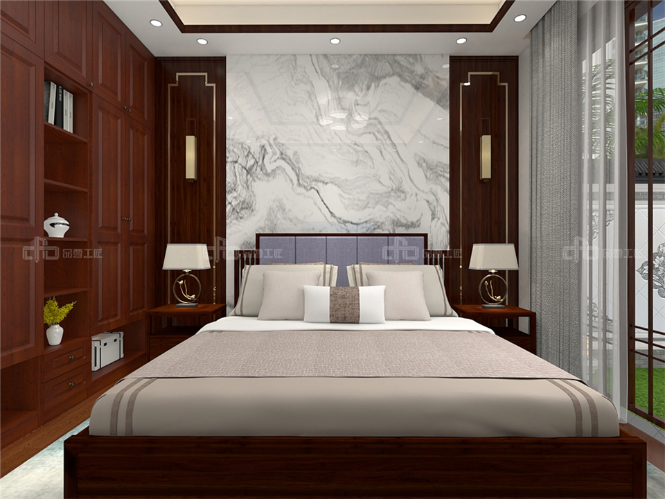 寧靜致遠的新中式整木定制案例效果圖(圖8) 整木定制新中式效果圖