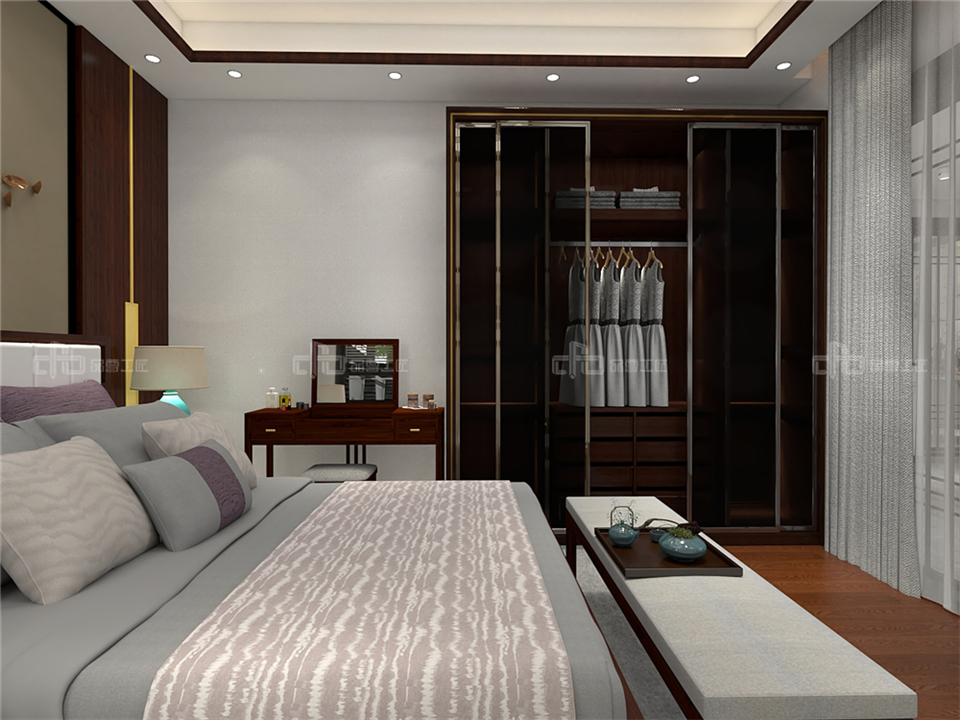 寧靜致遠的新中式整木定制案例效果圖(圖11) 整木定制新中式效果圖