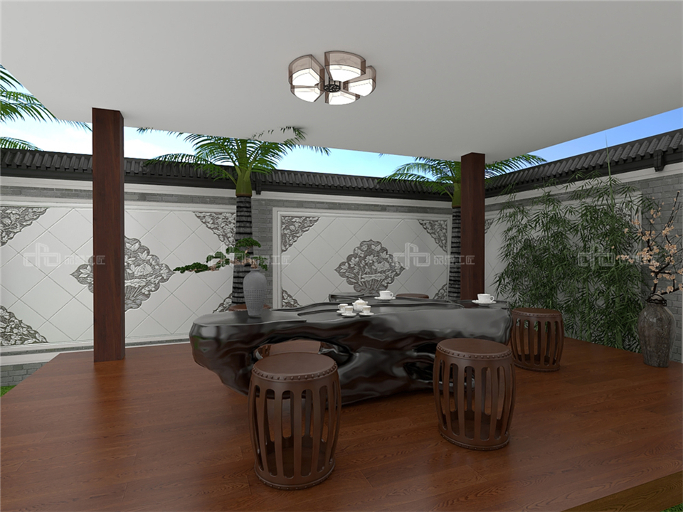 寧靜致遠的新中式整木定制案例效果圖(圖16) 整木定制新中式效果圖