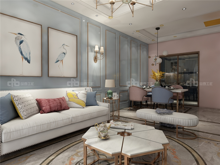 80㎡小戶型裝修效果圖 法式風格整木定制(圖3) 80㎡小戶型裝修效果圖 法式風格整木定制(圖3)