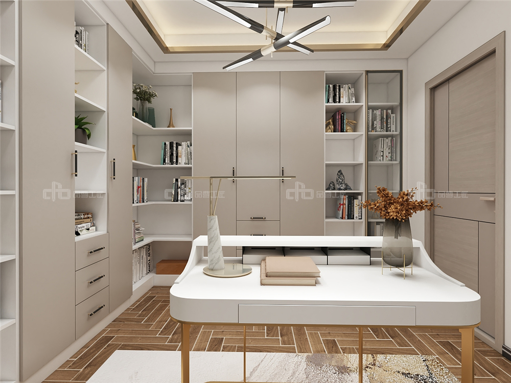 整木定制現代輕奢風格與金屬共舞,領略流光歲(圖20) 整木定制書房