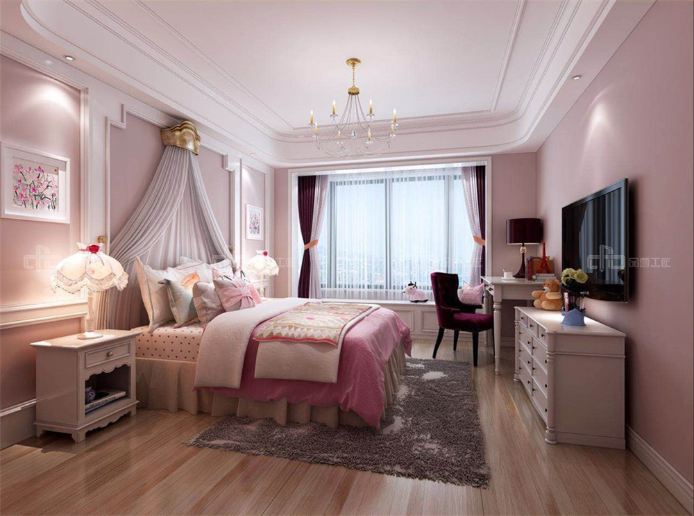 整木定制美式風(fēng)格 復(fù)式住宅裝修案例效果圖(圖8) 整木定制臥室