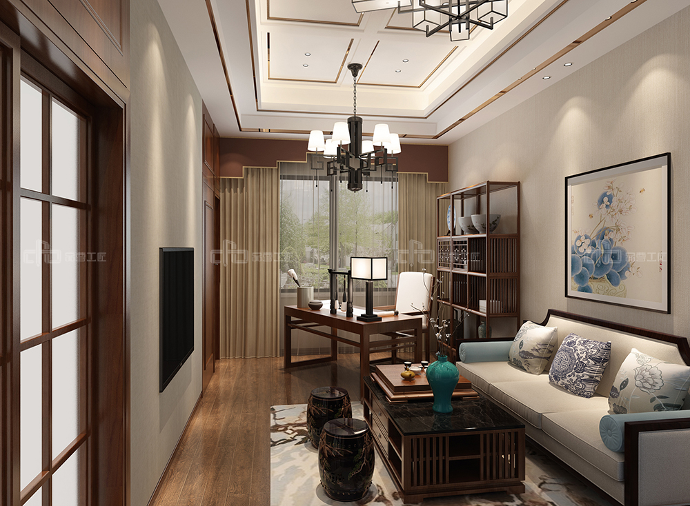 整木定制花鳥古韻新中式風格,別墅全屋效果圖(圖9) 整木定制花鳥古韻新中式風格,別墅全屋效果圖(圖9)