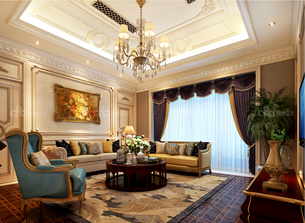 整木定制法式風格,金色別墅裝修案例效果圖(圖3) 整木定制法式風格,金色別墅裝修案例效果圖(圖3)